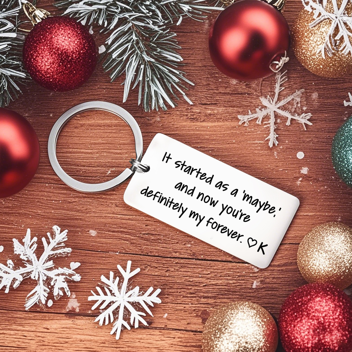 Personalised Funny KeychainIt Started as a maybe and Now Youre Definitely My Forever Custom 1 Letter Gift for Couple