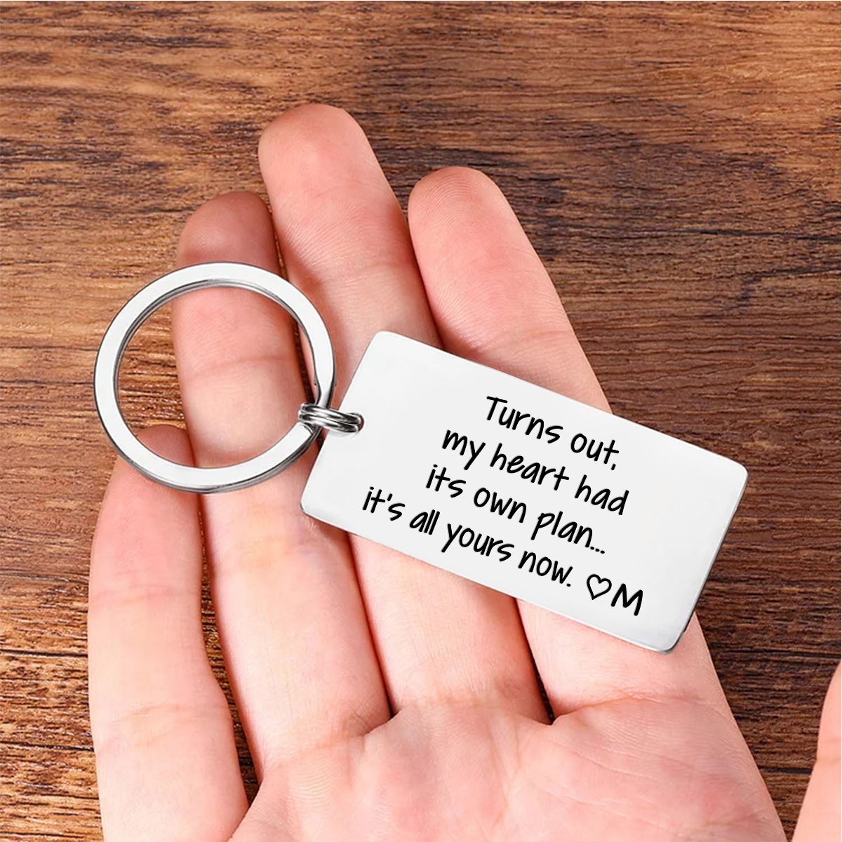 Personalised Funny Keychain Turns out My Heart Had Its Own Plan Its All Yours Now Custom 1 Letter Gift for Couple