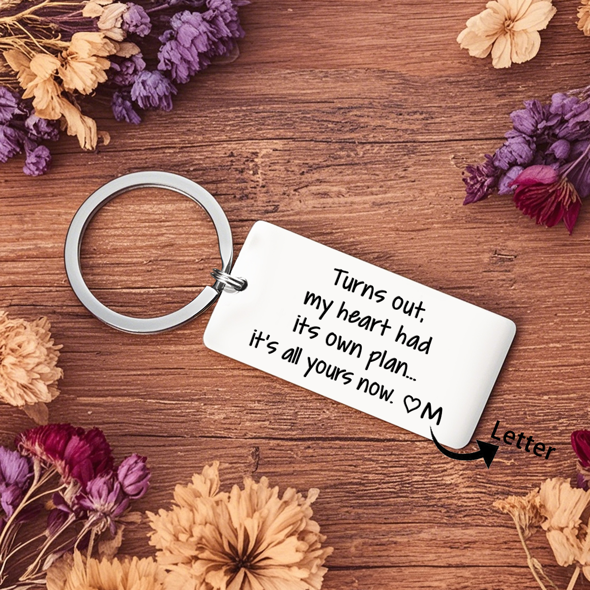 Personalised Funny Keychain Turns out My Heart Had Its Own Plan Its All Yours Now Custom 1 Letter Gift for Couple