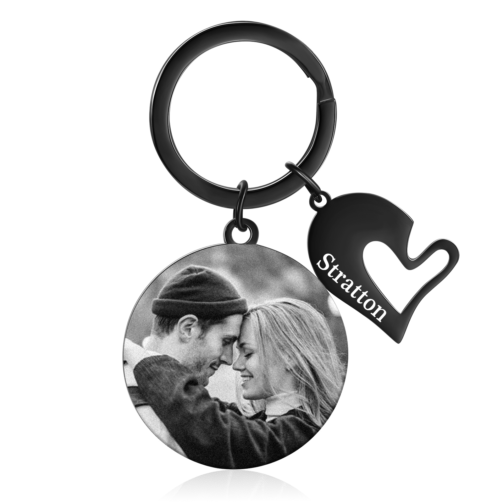 Personalised Keychain Heart Puzzle with Customised Engraved Photos and Names Gift for Couple