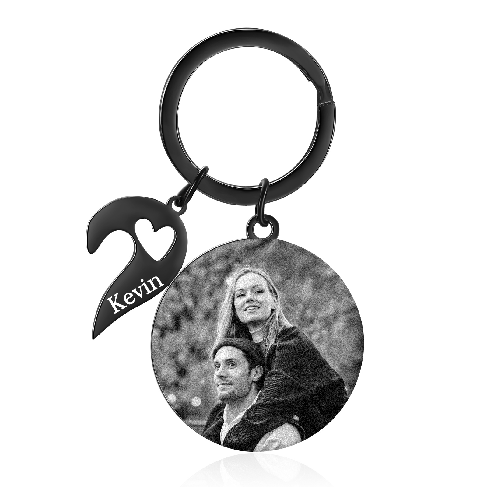 Personalised Keychain Heart Puzzle with Customised Engraved Photos and Names Gift for Couple