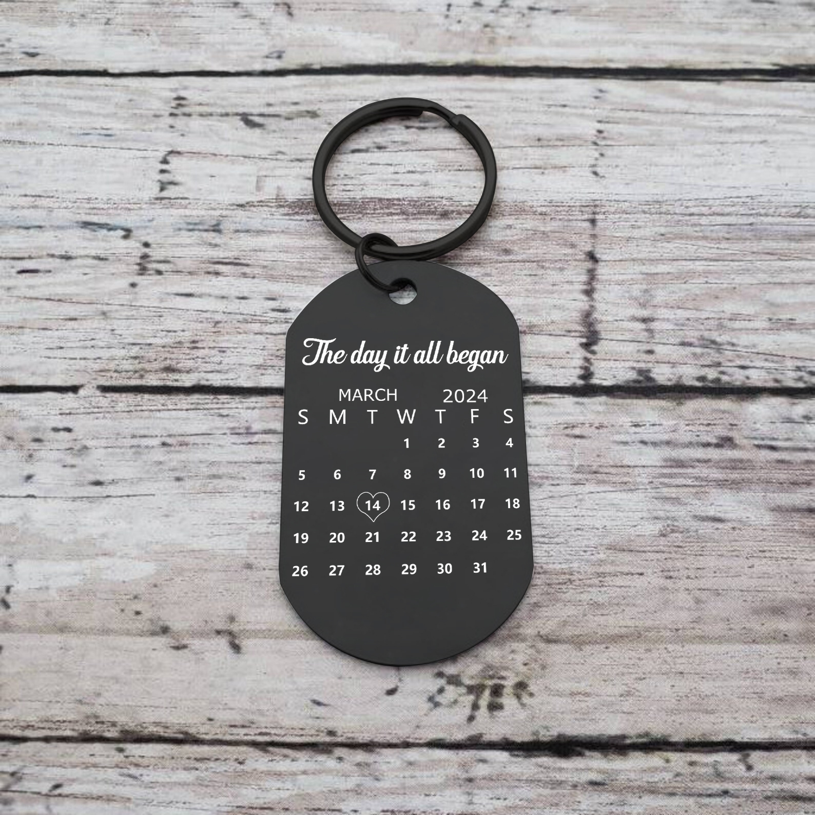 Personalised Keychain The Day It All Began Custom 2 Names and Date Gift for Couple