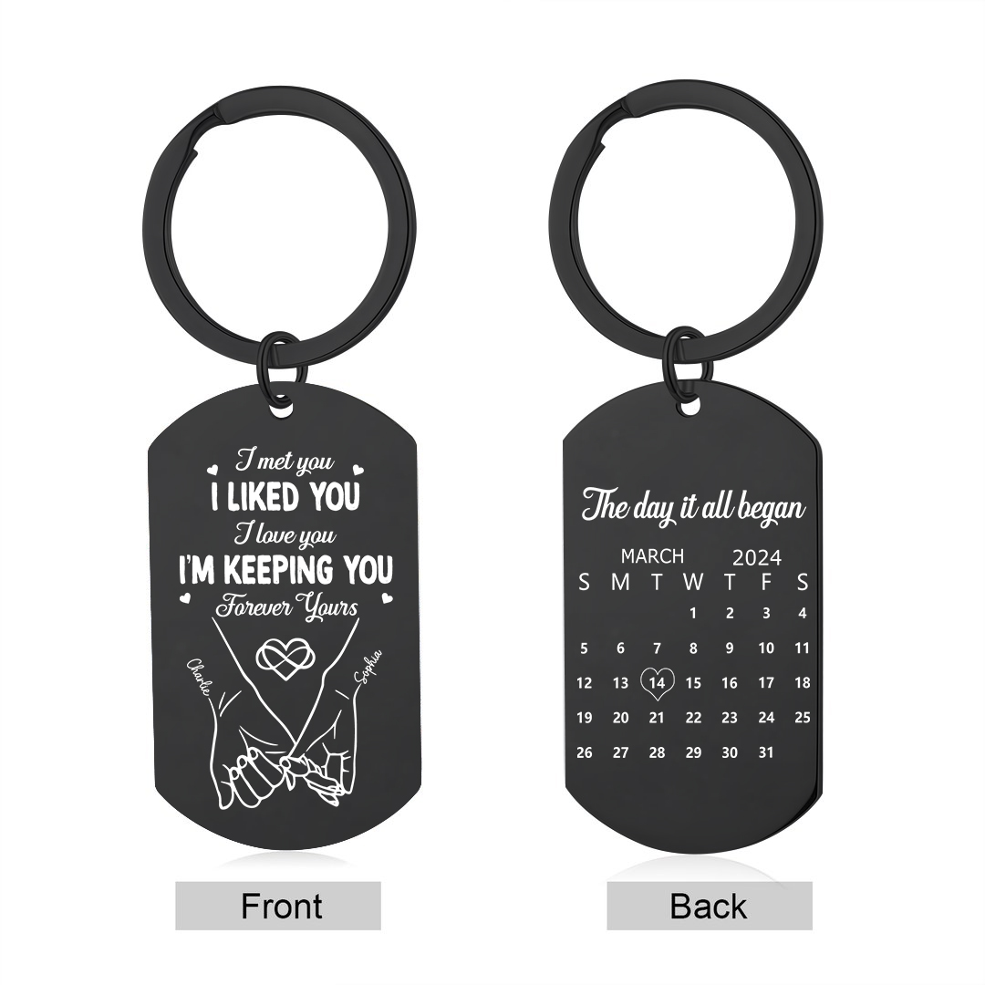 Personalised Keychain The Day It All Began Custom 2 Names and Date Gift for Couple