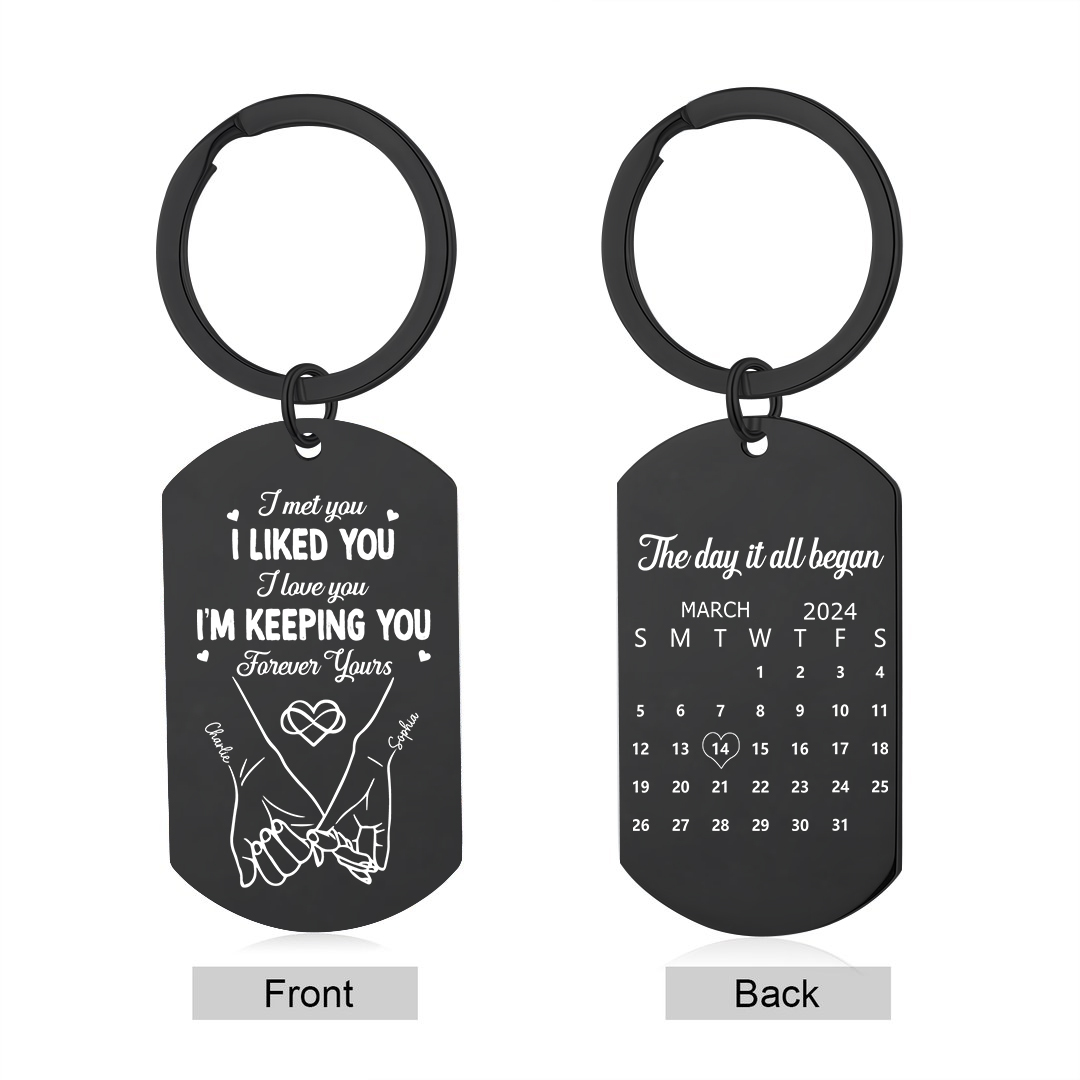 Personalised Keychain The Day It All Began Custom 2 Names and Date Gift for Couple