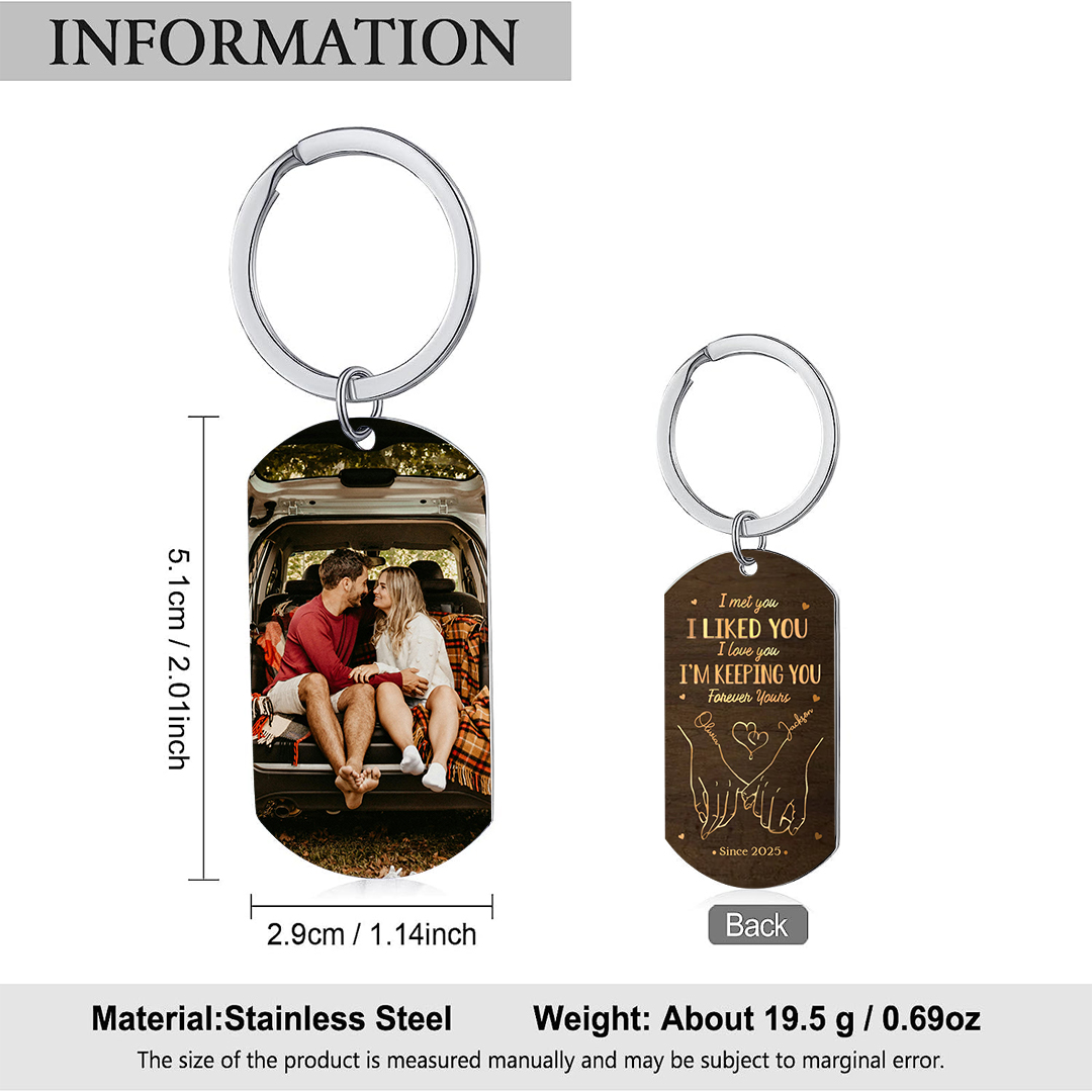 Personalised Keychain Pinky Promise I Met You I Liked Yo, I Love You Gift for Couple