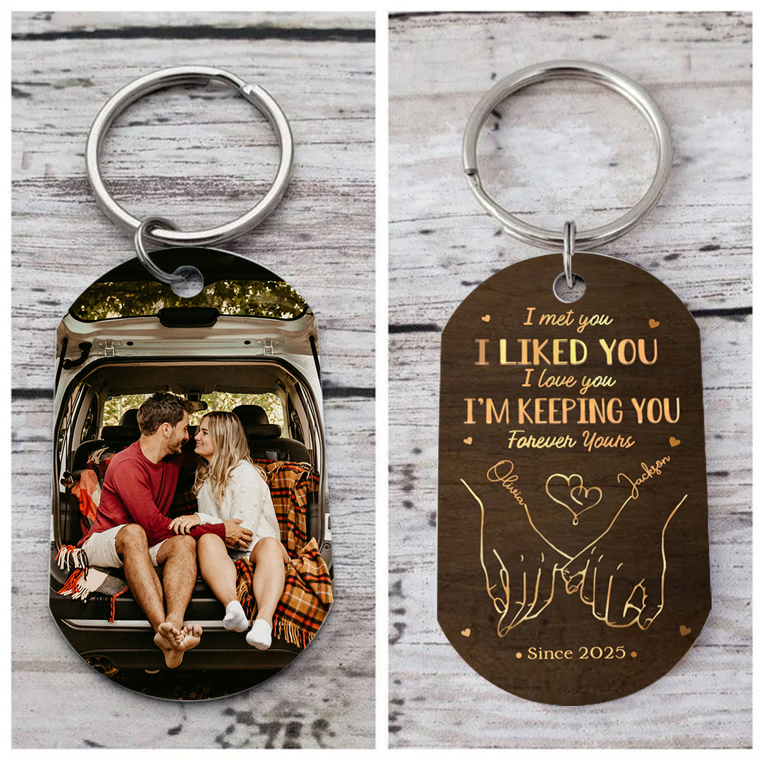 Personalised Keychain Pinky Promise I Met You I Liked Yo, I Love You Gift for Couple
