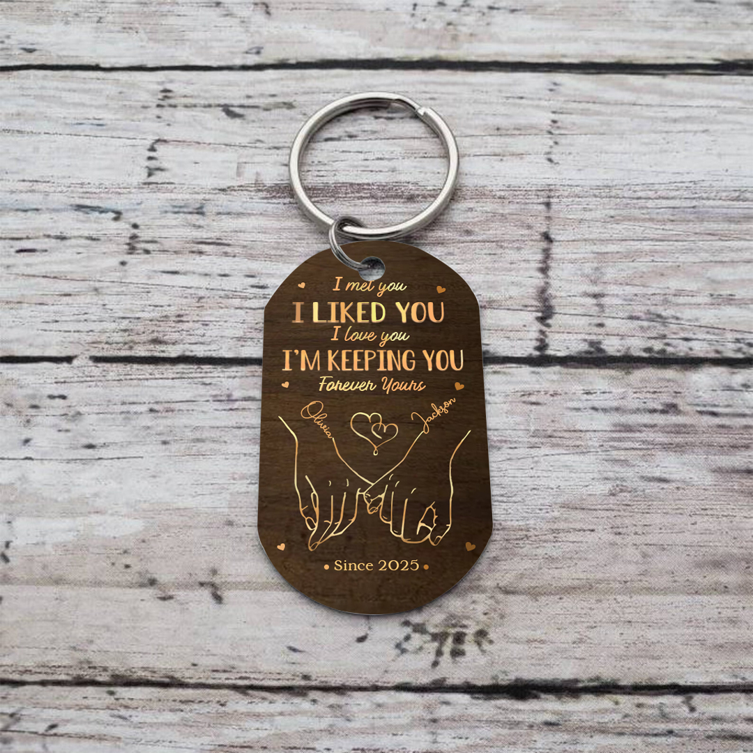 Personalised Keychain Pinky Promise I Met You I Liked Yo, I Love You Gift for Couple