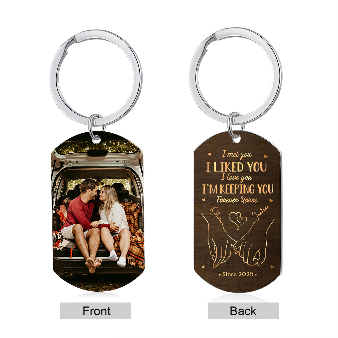 Personalised Keychain Pinky Promise I Met You I Liked Yo, I Love You Gift for Couple