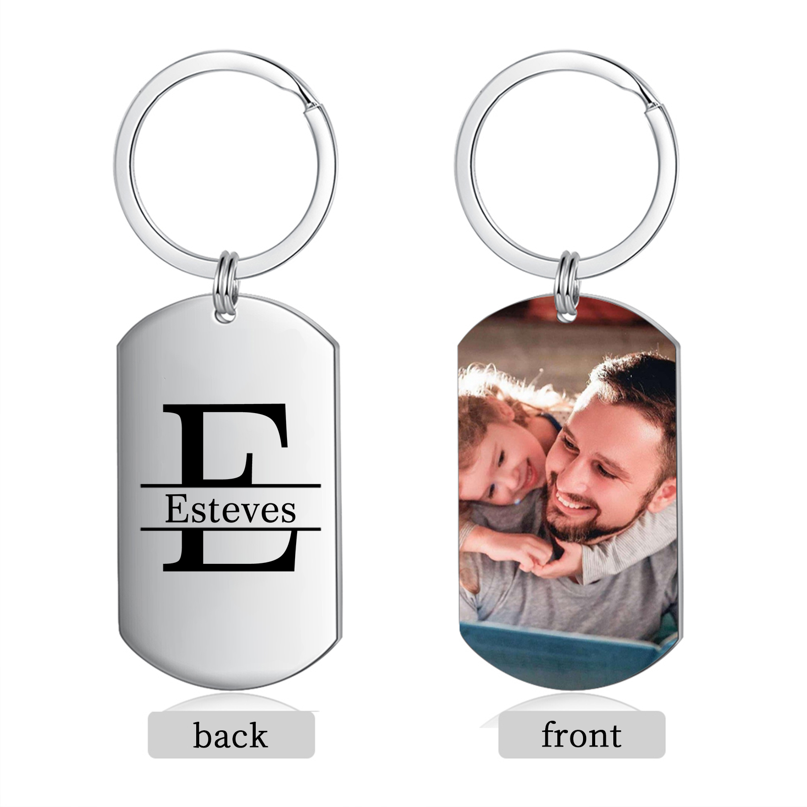 Personalised Photo Keychain Custom Name Photo Letter Valentines Day Gift for Him or Her