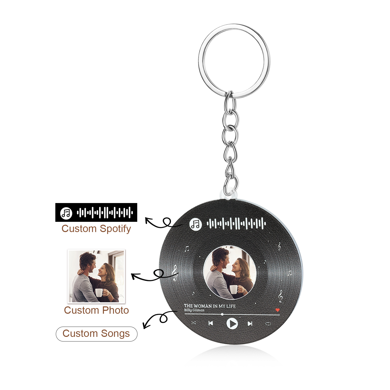 Personalised Photo and Keychain Song Custom 1 Photo & 1 Song Valentines Day Gift for Lover