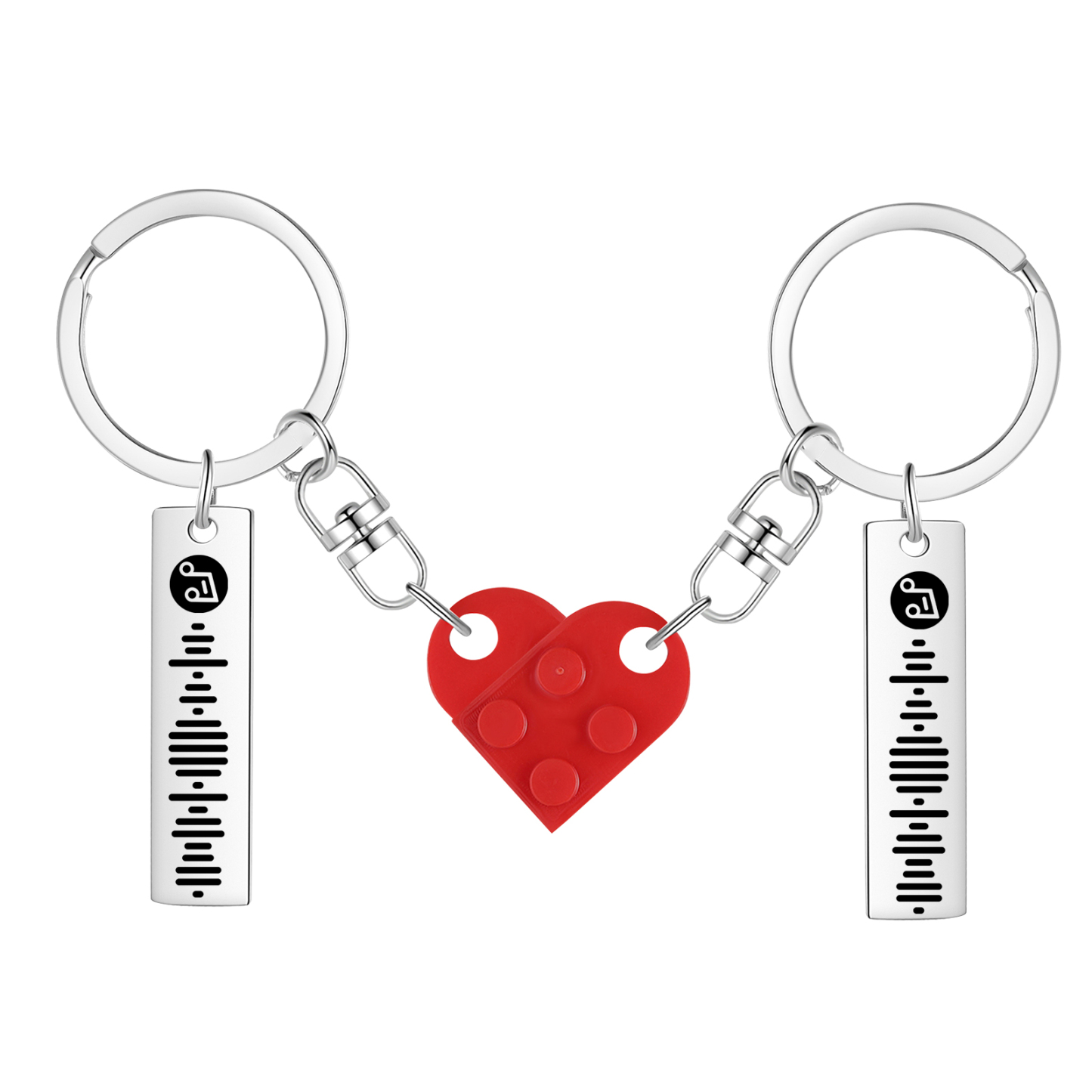 Personalised Spotify Heart Keychain Set – Custom Brick Heart Matching Keepsake for Couples | Jessemde