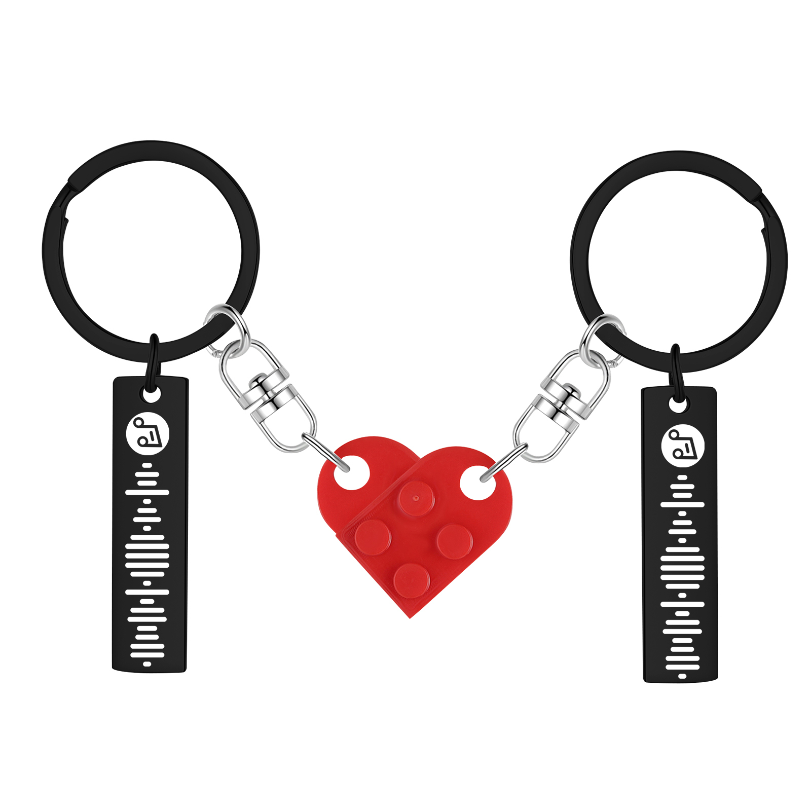 Personalised Spotify Heart Keychain Set – Custom Brick Heart Matching Keepsake for Couples | Jessemde