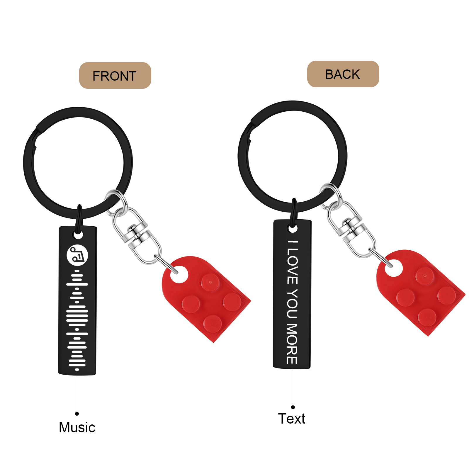 Personalised Spotify Heart Keychain Set – Custom Brick Heart Matching Keepsake for Couples | Jessemde