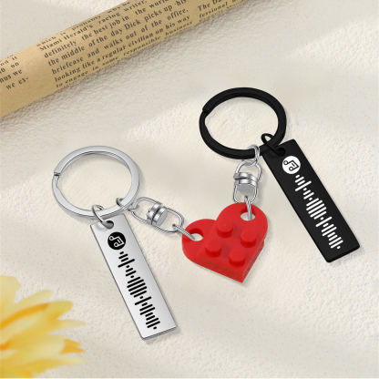 Personalised Spotify Heart Keychain Set – Custom Brick Heart Matching Keepsake for Couples | Jessemde