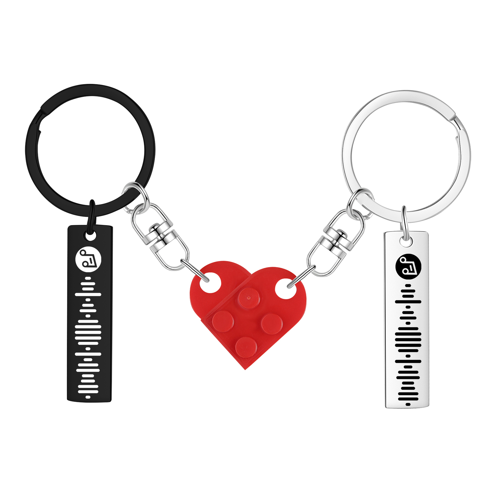 Personalised Spotify Heart Keychain Set – Custom Brick Heart Matching Keepsake for Couples | Jessemde
