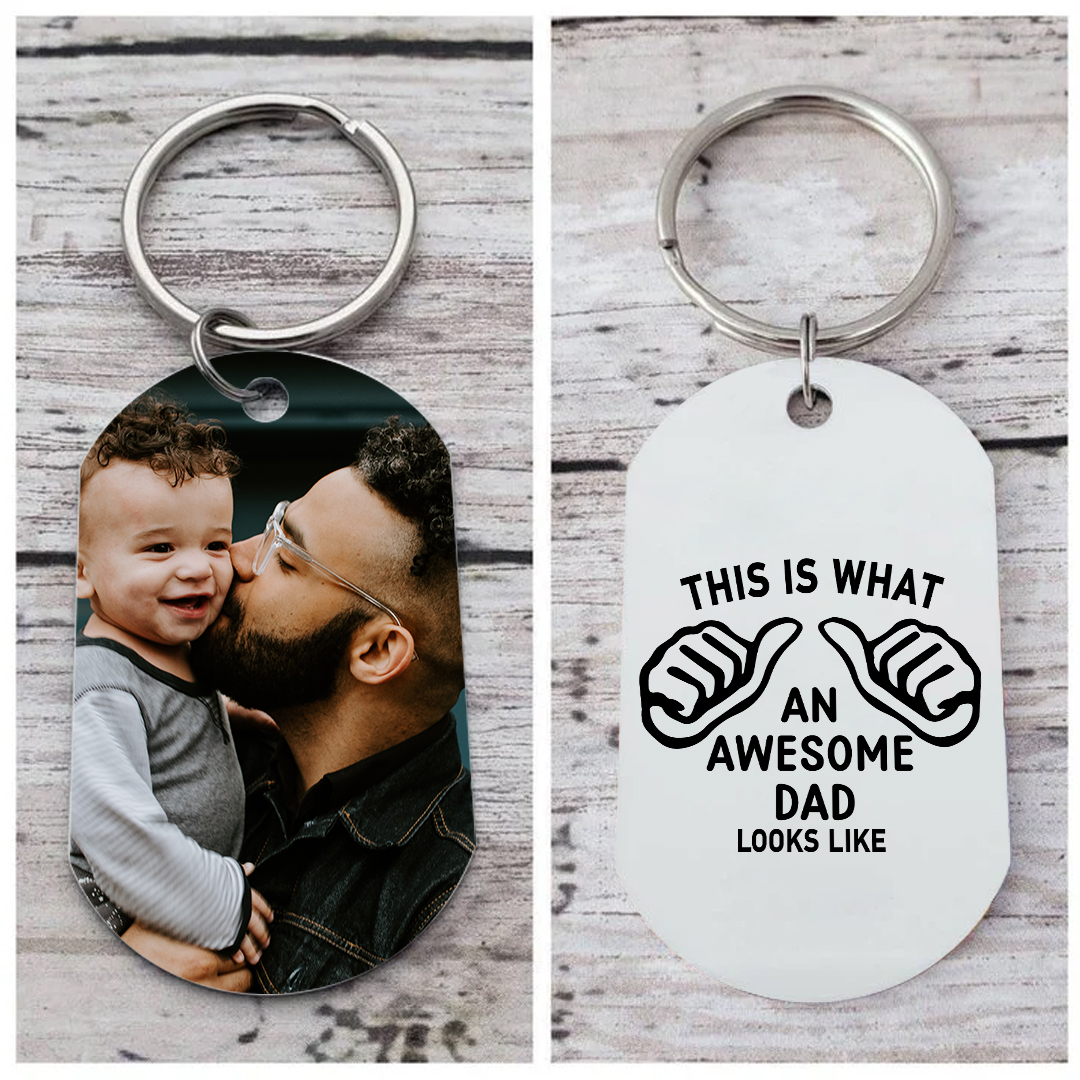 Personalised Photo Keychain This Is What an Awesome Dad Looks Like Gift for Dad | Jessemade