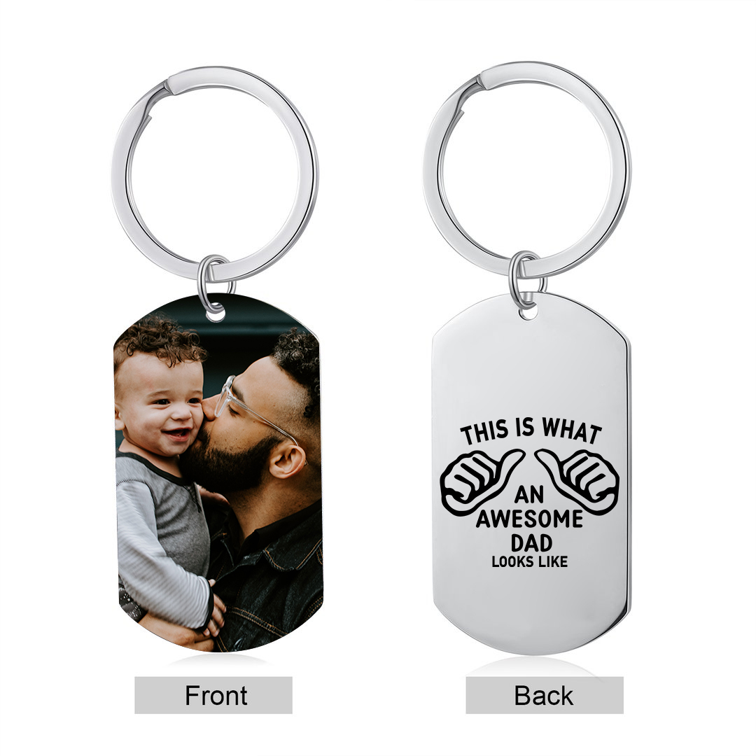 Personalised Photo Keychain This Is What an Awesome Dad Looks Like Gift for Dad | Jessemade