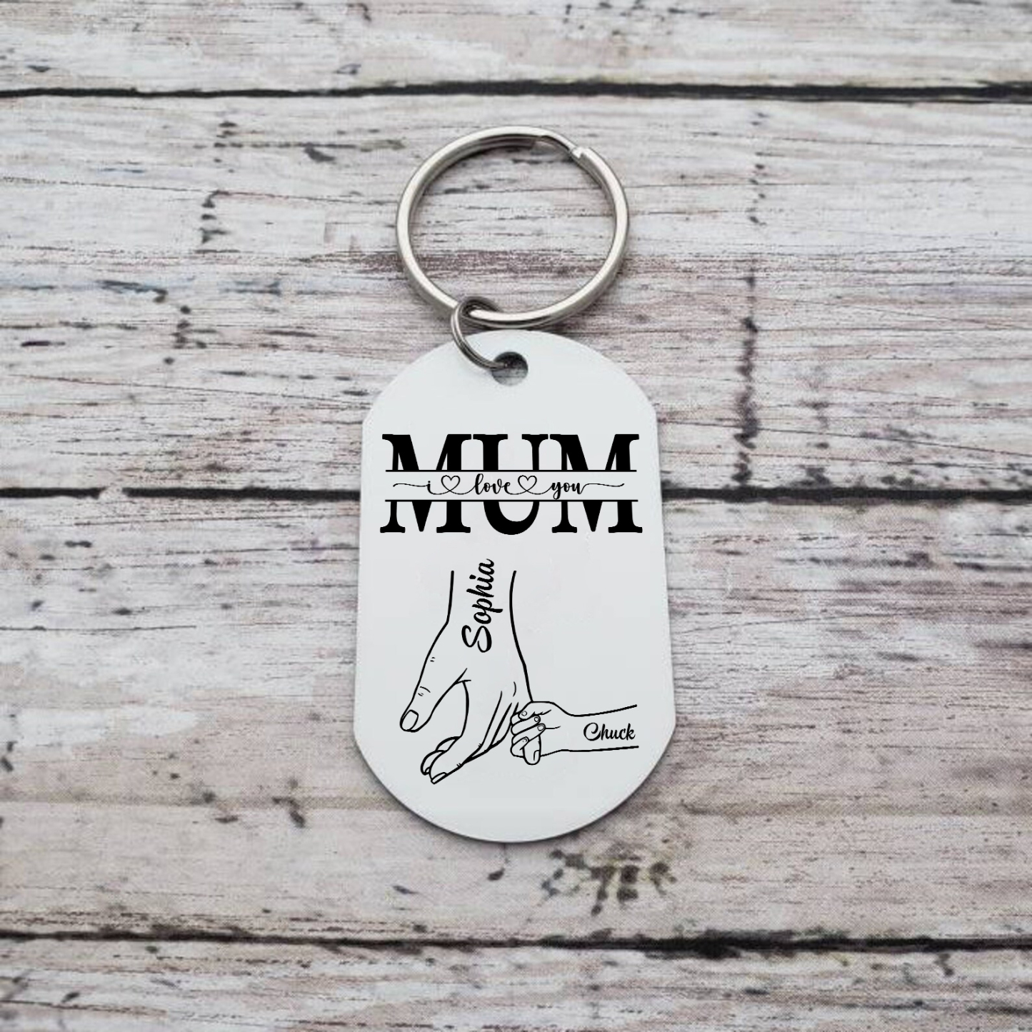Personalised Photo Keychain custom with 2 Names Keyring " Mum I love you " Gift for Mum | Jessemade
