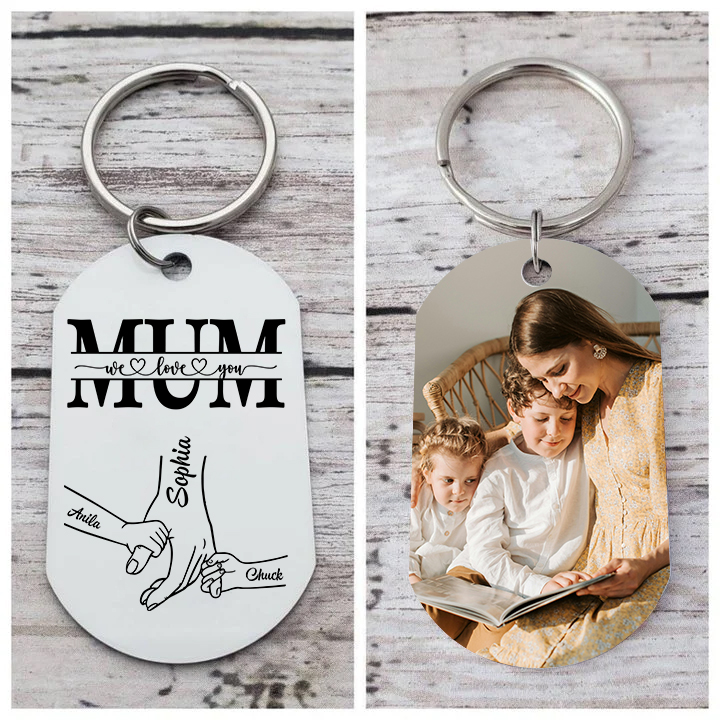 Personalised Photo Keychain custom with 3 Names Keyring " Mum I love you " Gift for Mum | Jessemade