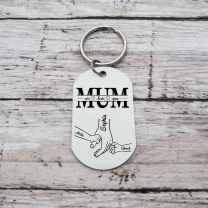 Personalised Photo Keychain custom with 3 Names Keyring " Mum I love you " Gift for Mum | Jessemade