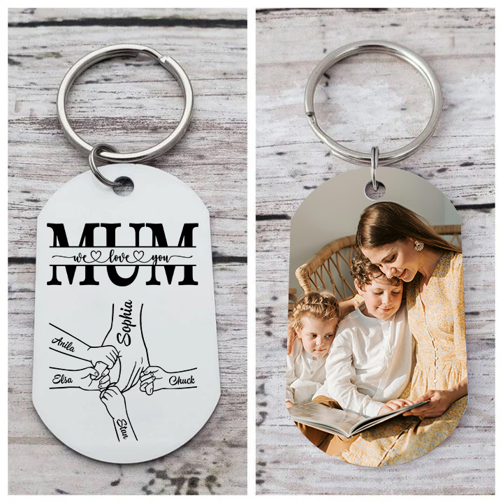 Personalised Photo Keychain custom with 5 Names Keyring " Mum I love you " Gift for Mum | Jessemade