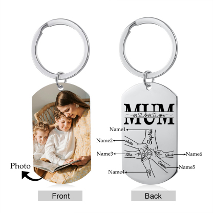 Personalised Photo Keychain custom with 6 Names Keyring " Mum I love you " Gift for Mum | Jessemade