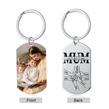 Personalised Photo Keychain custom with 7 Names Keyring " Mum I love you " Gift for Mum | Jessemade