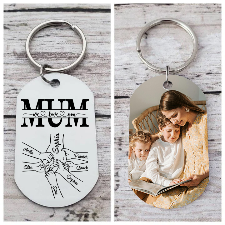 Personalised Photo Keychain custom with 7 Names Keyring " Mum I love you " Gift for Mum | Jessemade
