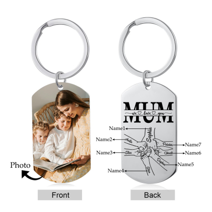 Personalised Photo Keychain custom with 7 Names Keyring " Mum I love you " Gift for Mum | Jessemade
