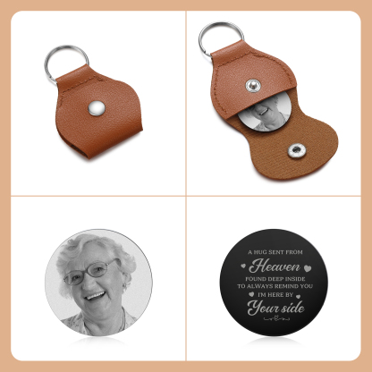 Personalised Leather Hidden Photo Memorial Keyring
