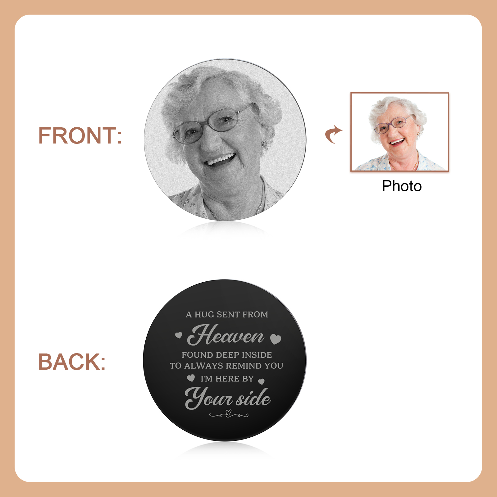 Personalised Leather Hidden Photo Memorial Keyring