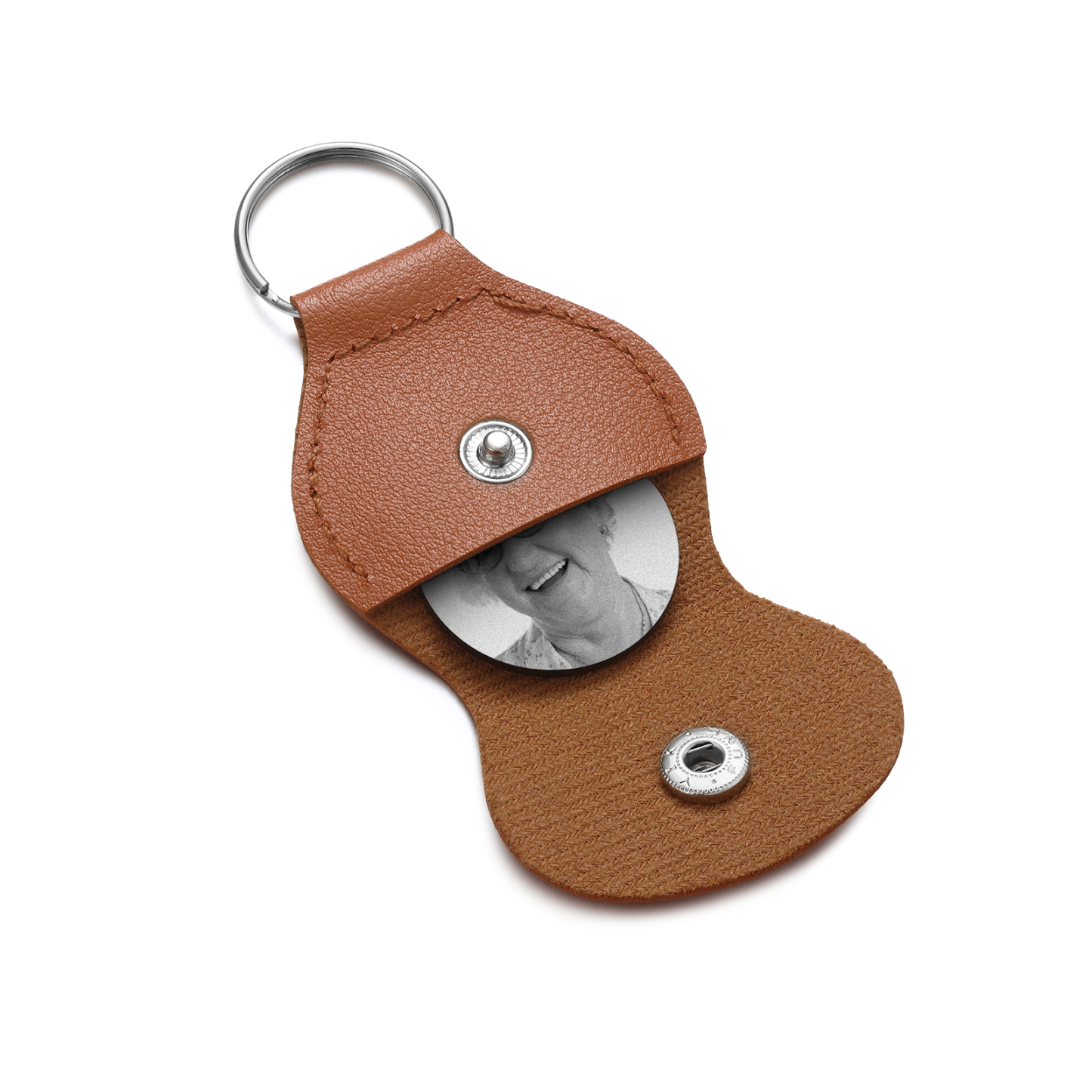 Personalised Leather Hidden Photo Memorial Keyring