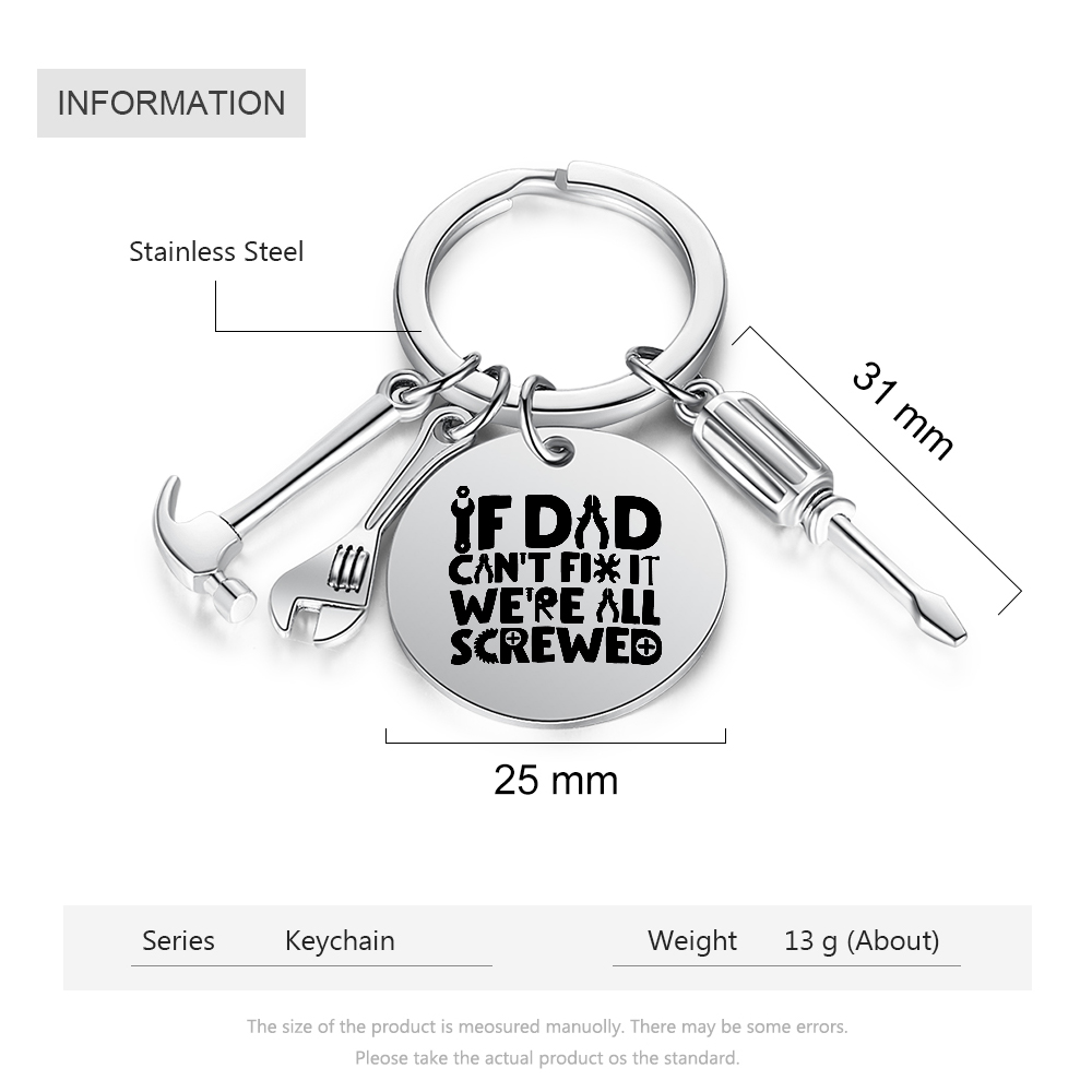 Dad Fix-It Stainless Steel Keyring – Funny Tool Charms, Practical Gift for Dad | Jessemade