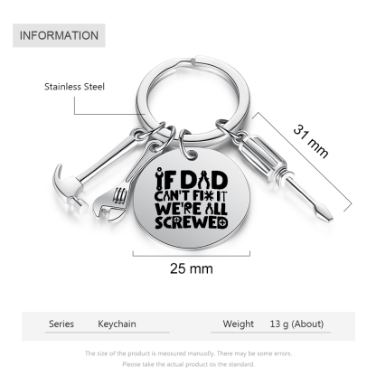 Dad Fix-It Stainless Steel Keyring – Funny Tool Charms, Practical Gift for Dad | Jessemade