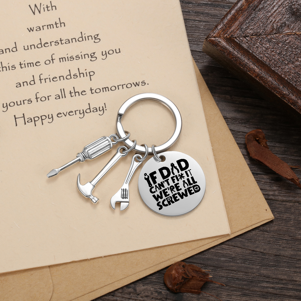 Dad Fix-It Stainless Steel Keyring – Funny Tool Charms, Practical Gift for Dad | Jessemade