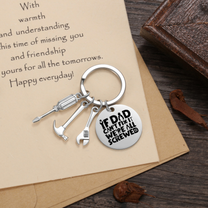 Dad Fix-It Stainless Steel Keyring – Funny Tool Charms, Practical Gift for Dad | Jessemade