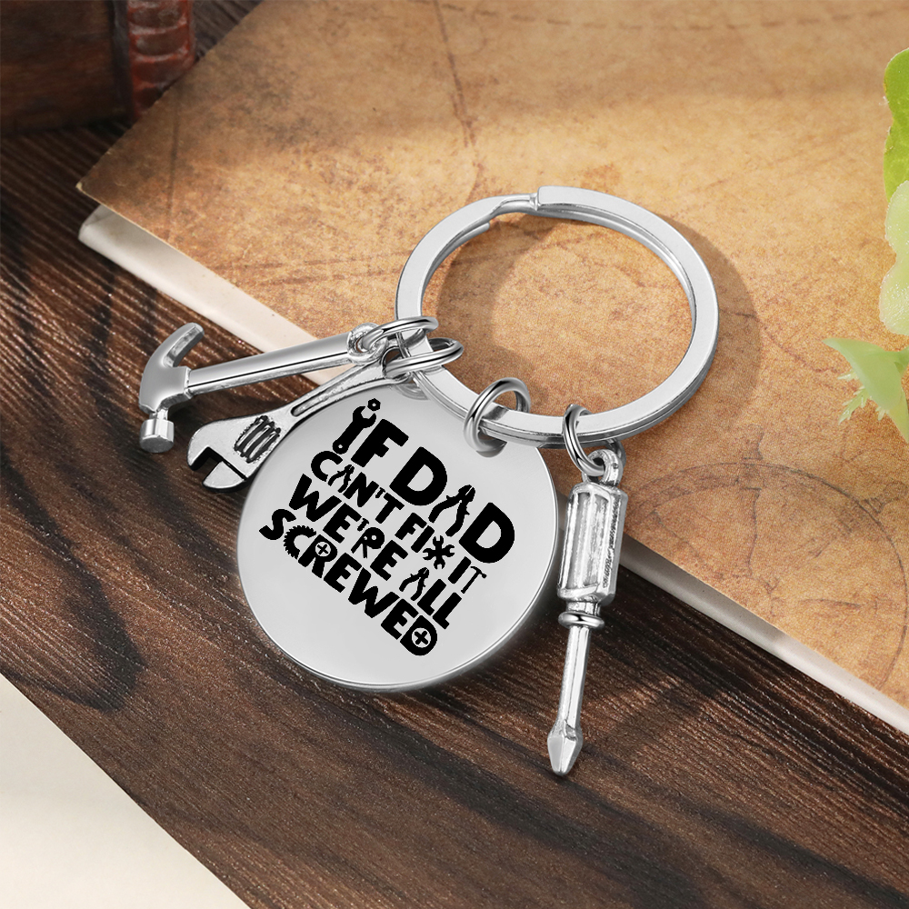 Dad Fix-It Stainless Steel Keyring – Funny Tool Charms, Practical Gift for Dad | Jessemade