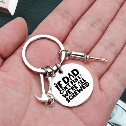 Dad Fix-It Stainless Steel Keyring – Funny Tool Charms, Practical Gift for Dad | Jessemade