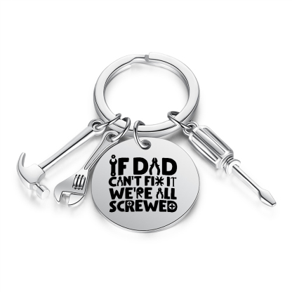 Dad Fix-It Stainless Steel Keyring with Tool Charms – Practical Gift | Jessemade