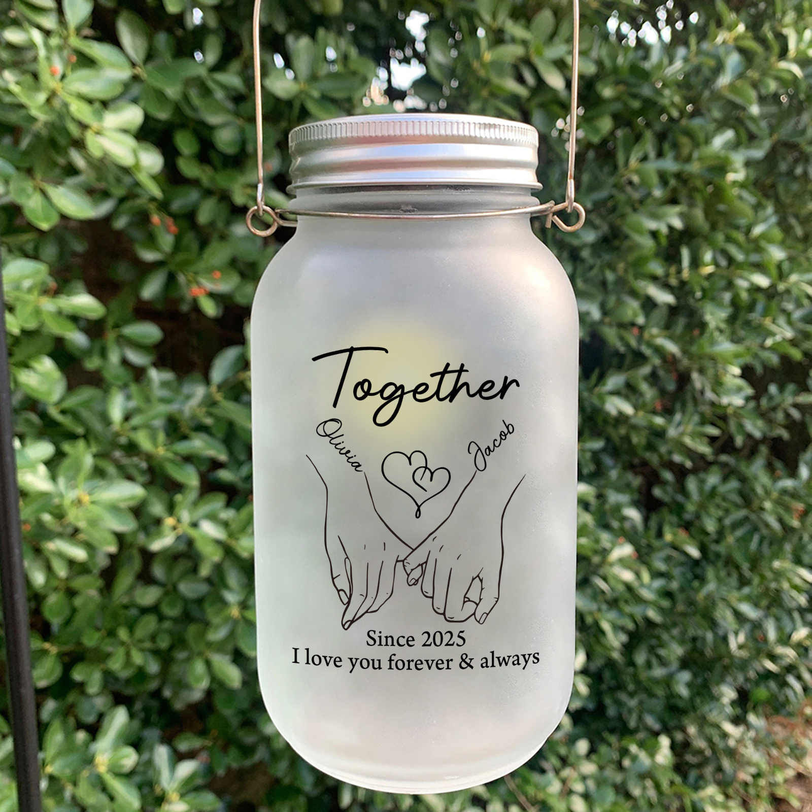 Personalised Mason Jar Light Solar Light Bottle for Couple