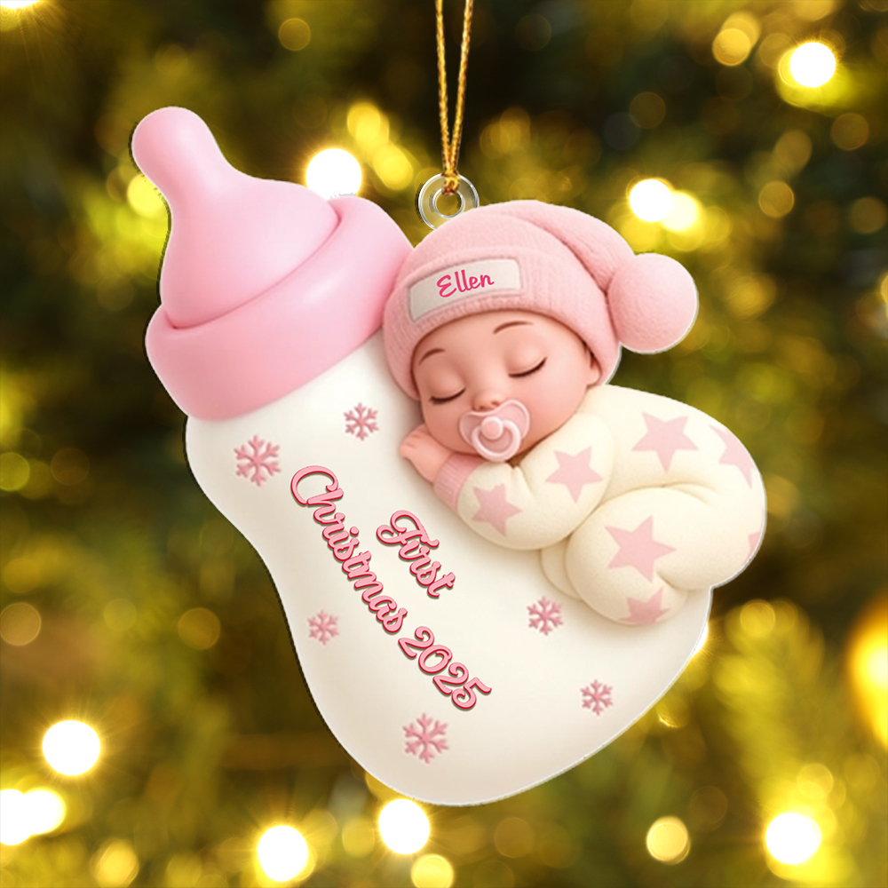 Christmas Tree Decoration Sleeping Baby with Bottle, Baby’s First Christmas Gift