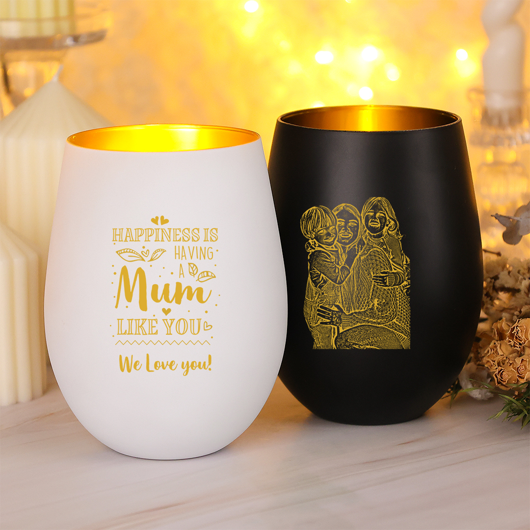 Personalised Glass Candle Holder with Photo,  gift for Mum