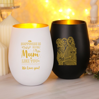 Personalised Glass Candle Holder with Photo,  gift for Mum