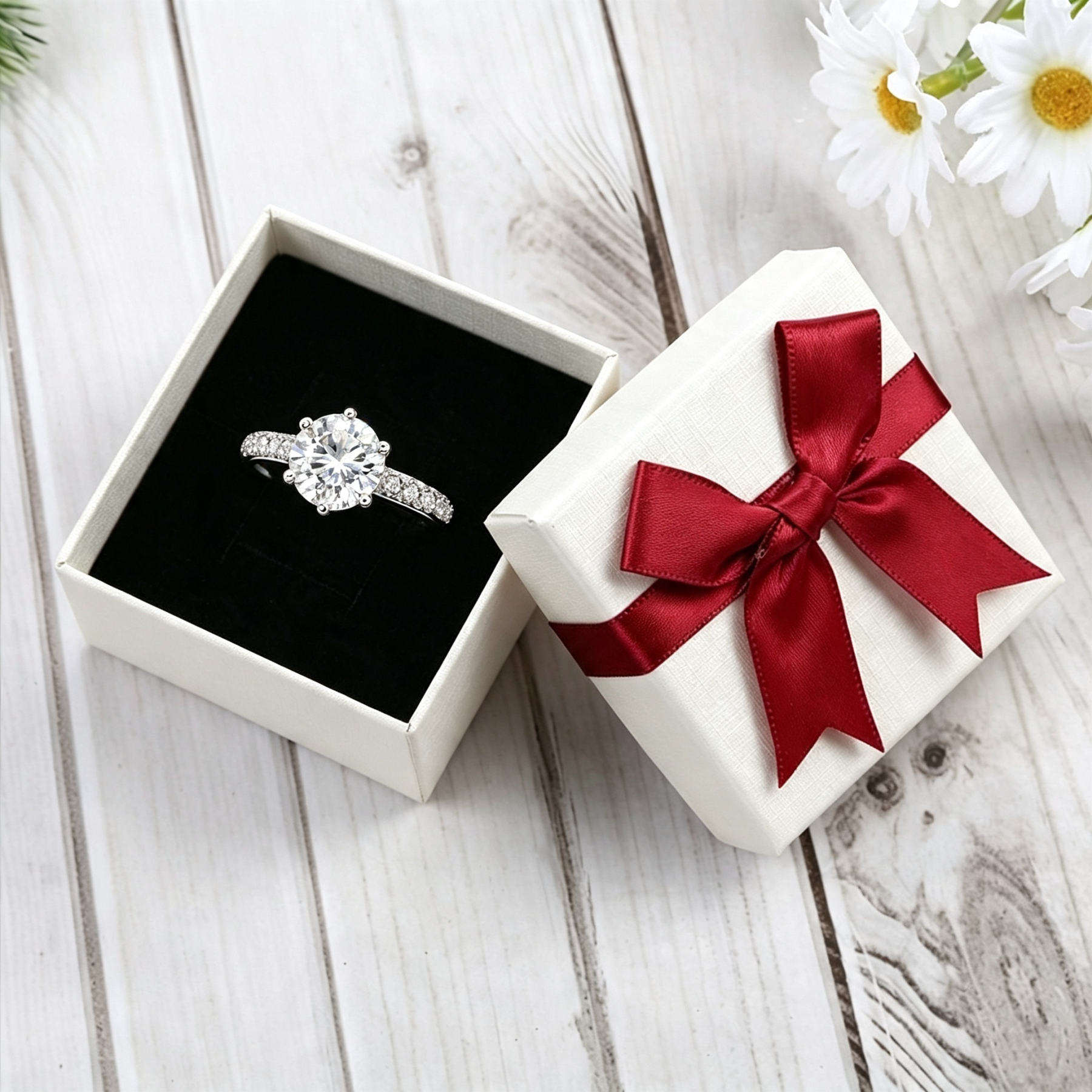 S925 Silver Diamond Rings for Women With Gift Box