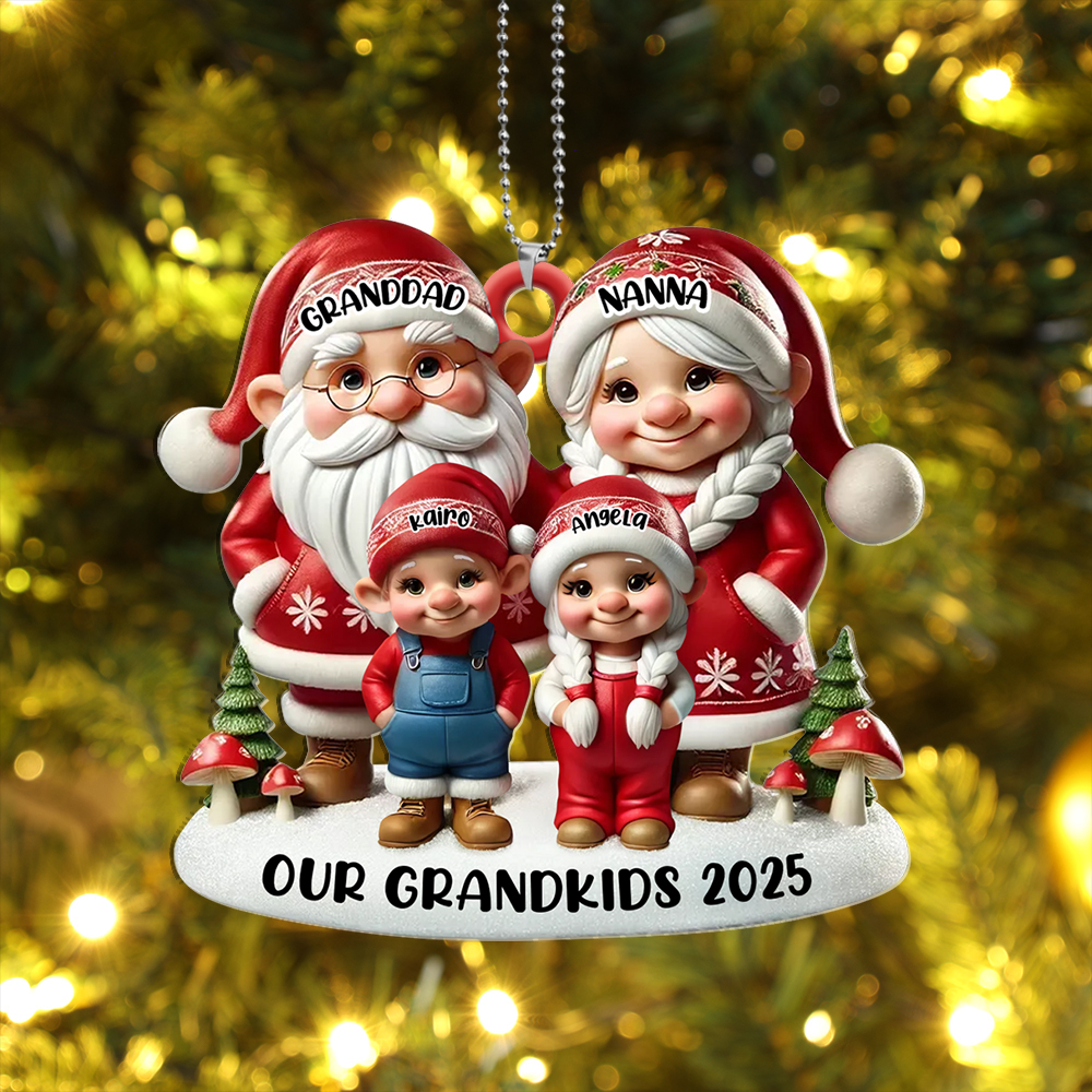 Personalised Family Christmas Tree Decoration - Grandpa Grandma Elf
