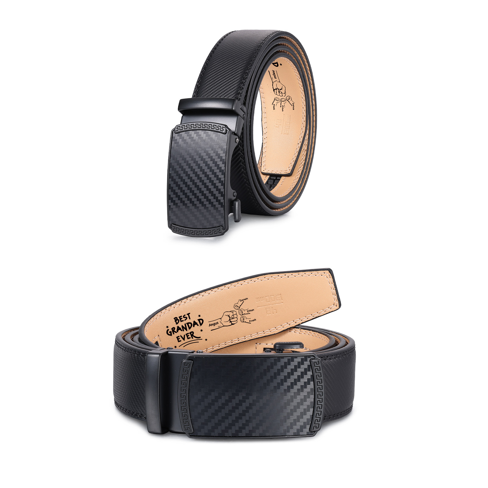 Personalised Grandad Belt with 2-6 Names and Black Fists Practical Gift for Grandpent's Day | Jessemade