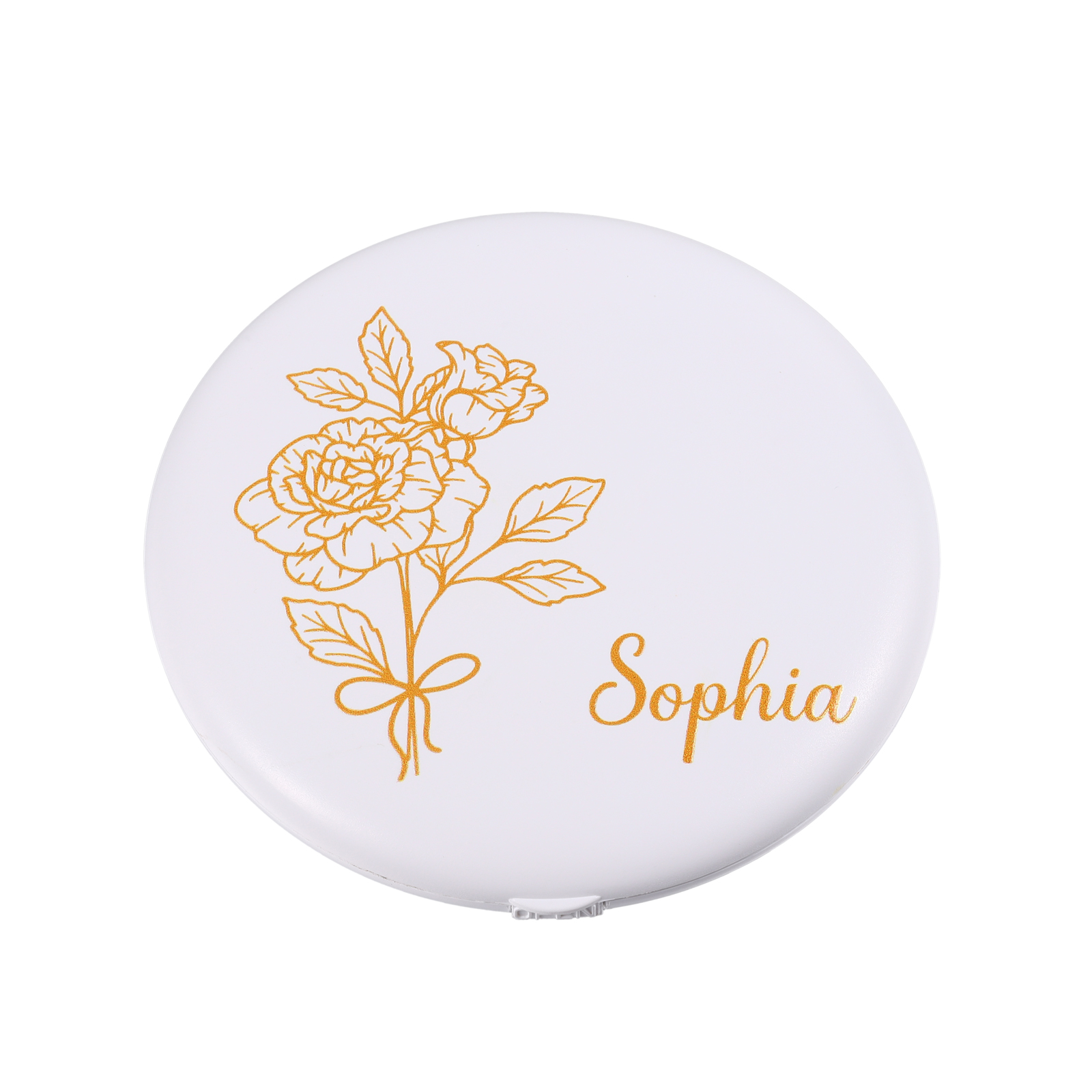 Personalised Birth Flower Pocket Mirror with Led Light Custom Name Compact Mirror Gifts for Her-Jessemade AU