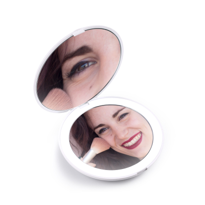 Personalised Birth Flower Pocket Mirror with Led Light Custom Name Compact Mirror Gifts for Her-Jessemade AU