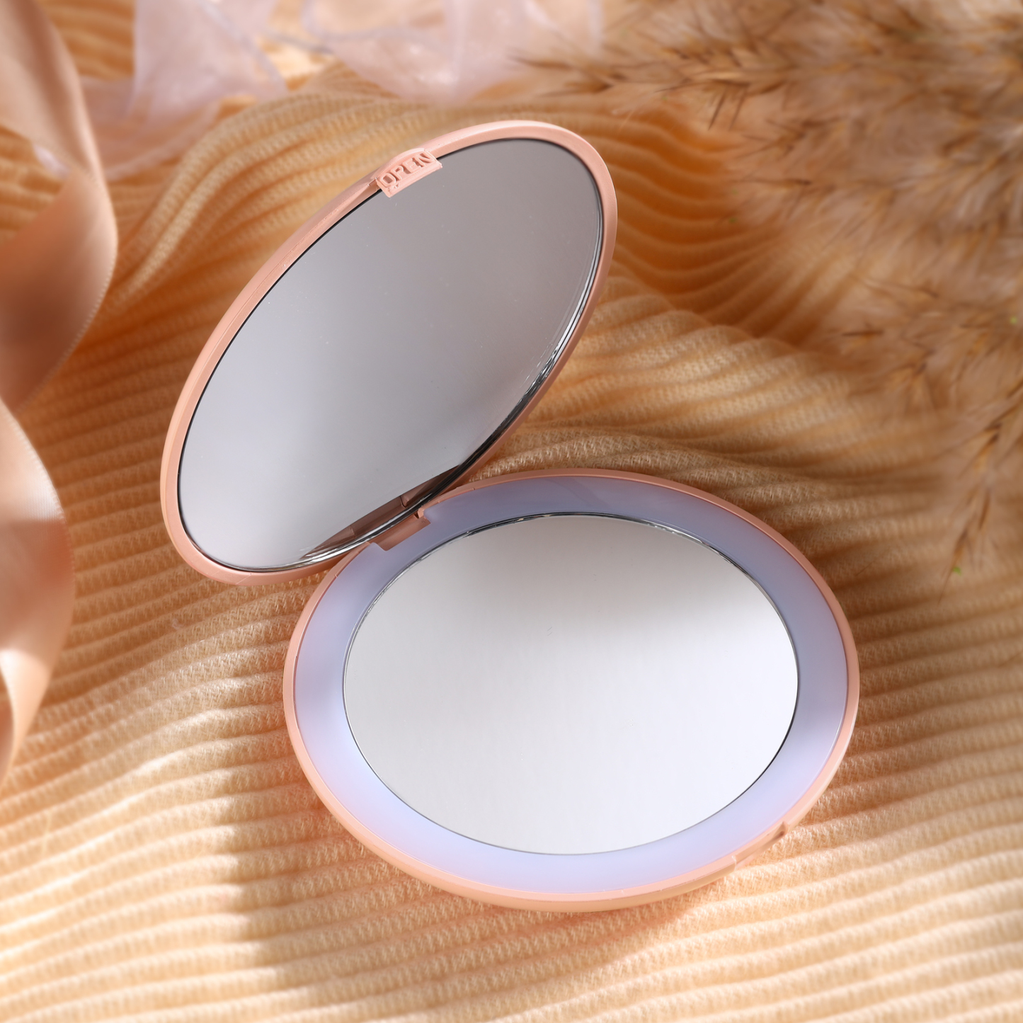 Personalised Birth Flower Pocket Mirror with Led Light Custom Name Compact Mirror Gifts for Her-Jessemade AU