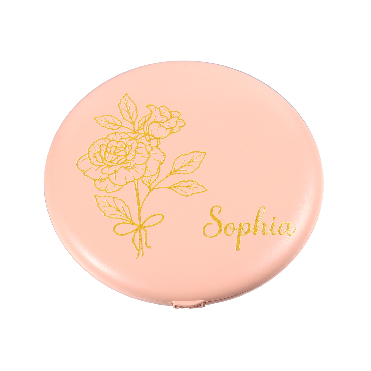 Personalised Birth Flower Pocket Mirror with Led Light Custom Name Compact Mirror Gifts for Her-Jessemade AU